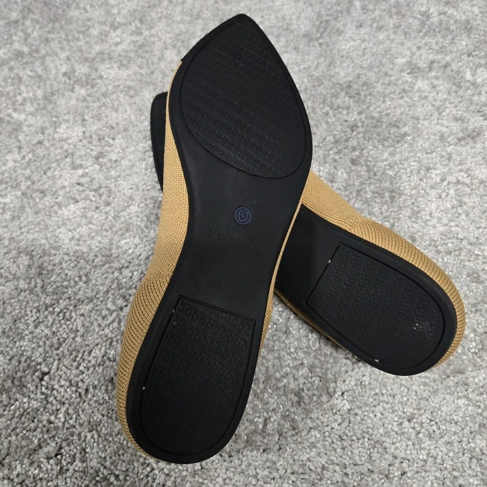 Rothys The Point Flats Camel Black Cap Toe Pointed Toe Shoes Womens Size 8